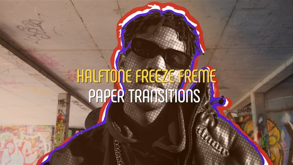 Halftone Freeze Frame Paper Transitions | MOGRT（977652）-技能树